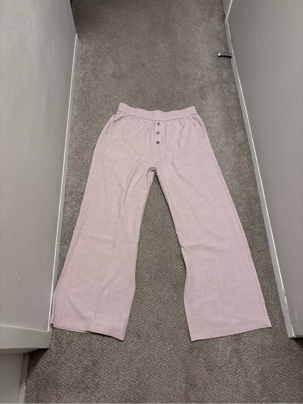 HALARA Light Pink Wide-Leg Button Front Pants